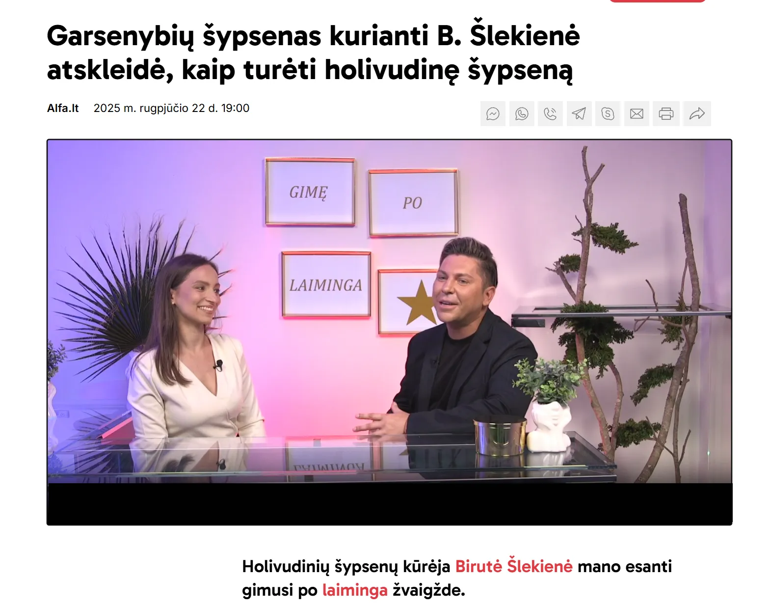 Alfa.lt interviu su gydytoja Birute Šlekiene apie holivudinę šypseną
