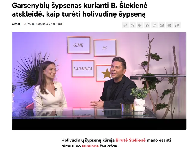 Alfa.lt interviu „Garsenybių šypsenas kurianti B. Šlekienė atskleidė, kaip turėti holivudinę šypseną"