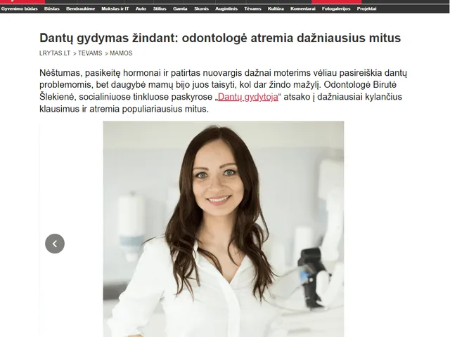 Lrytas.lt straipsnis „Dantų gydymas žindant: odontologė atremia dažniausius mitus"